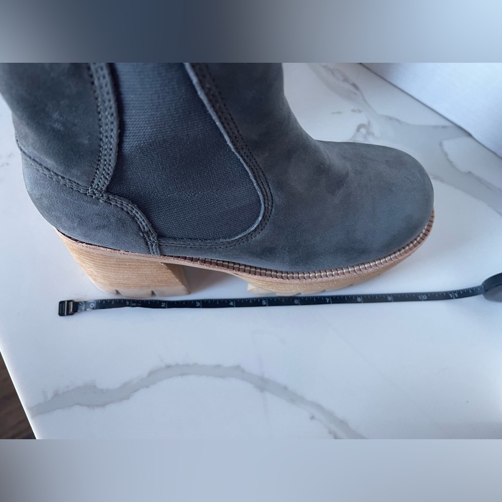 Free People Peston Chelsea Boot Suede Platform Zip Block Heel Gray Size 8 NEW - Picture 12 of 15
